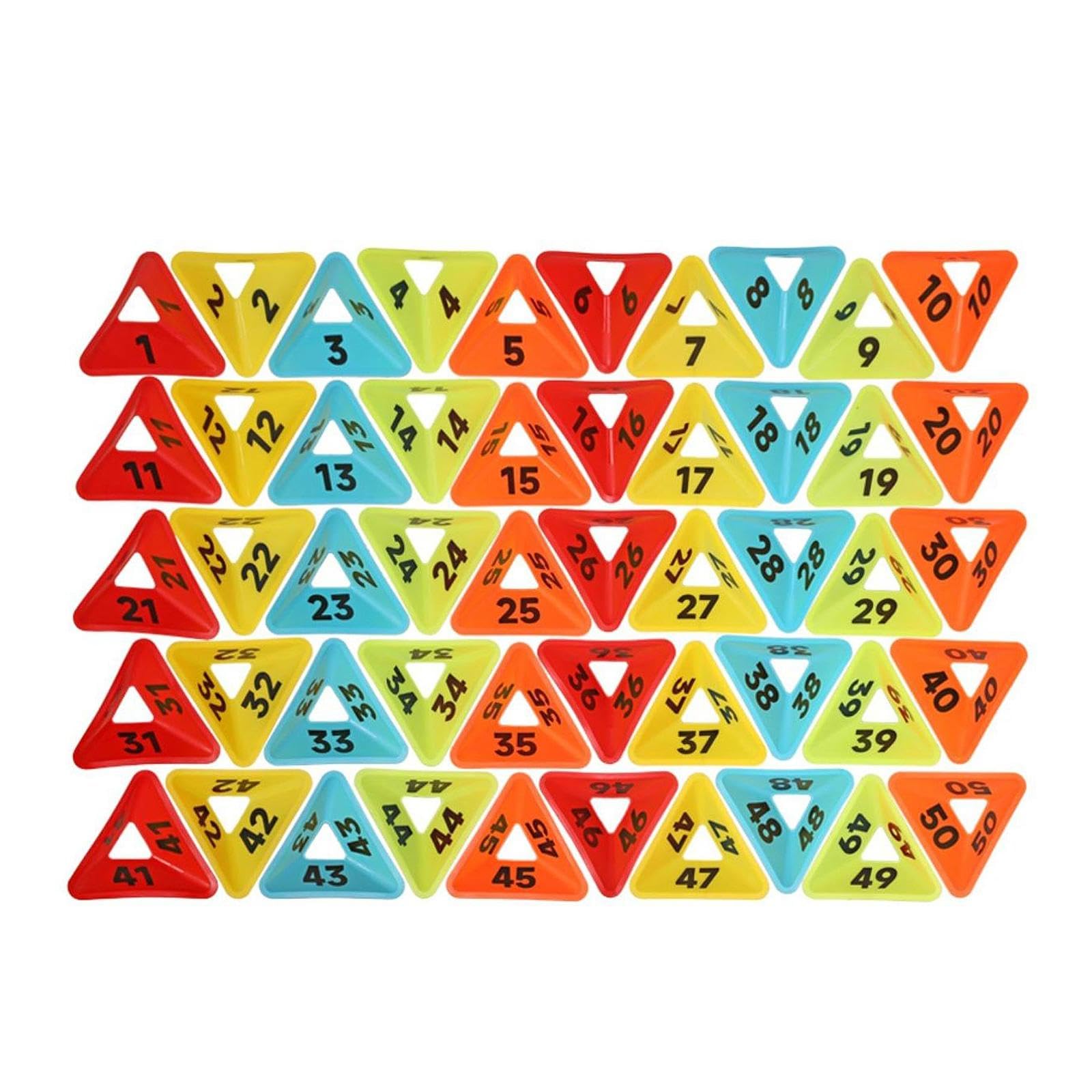 50 Conos Triangulares de Fútbol para de Fútbol, ​​Entrenamiento Cruzado, Y Entrenamiento de Fútbol para Césped de Tenis.