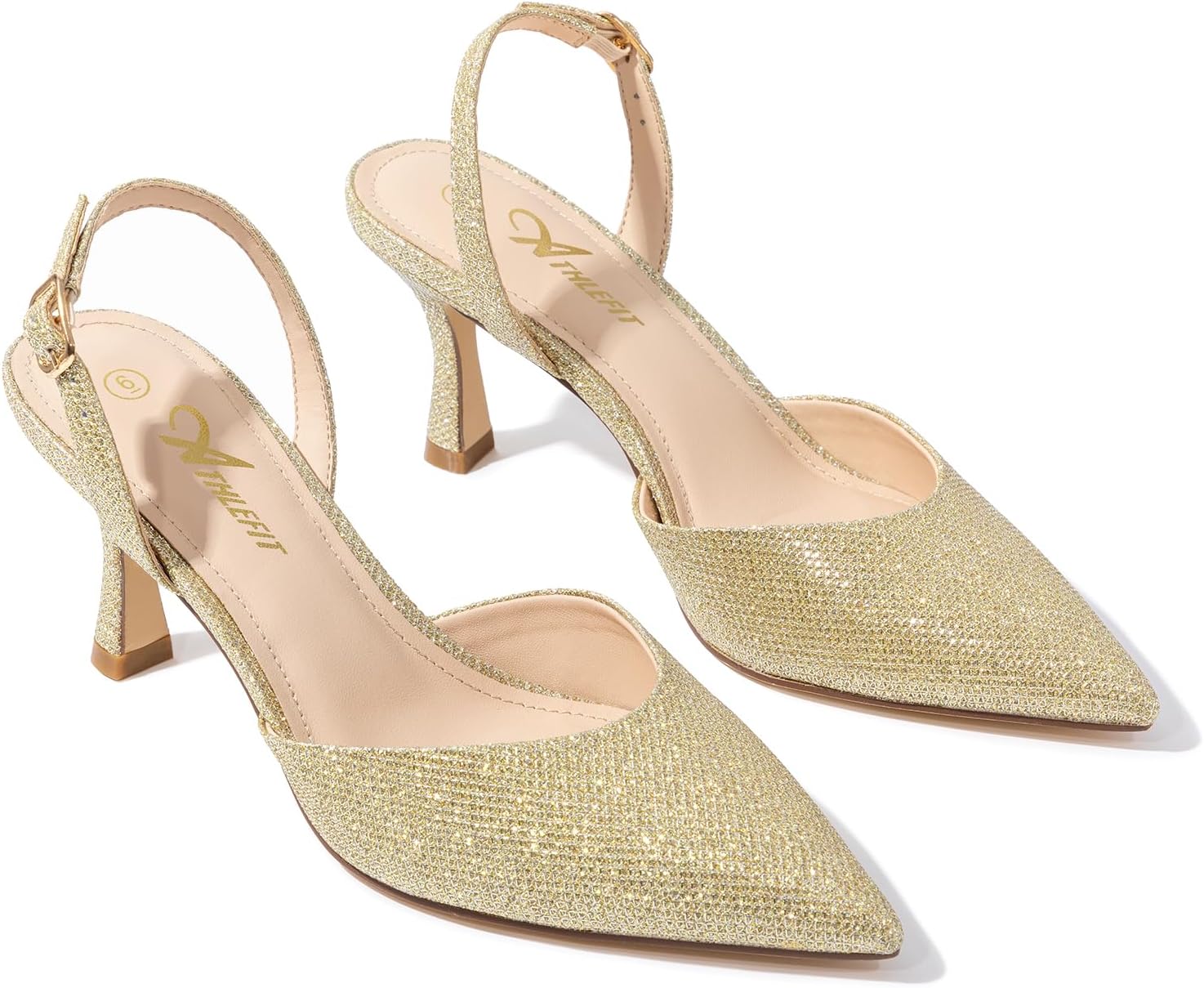 Athlefit Closed Pointed Toe Heels for Women Dress Work Wedding Party Slingback Stiletto Pumps Shoes - Image 6