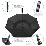MRTLLOA Extra Large Black Golf Umbrella, 54/62/68/72 Inch Automatic Open, Oversize Double Canopy Vented Windproof Waterproof Sports Stick Umbrellas for Rain(62 Inch Black)