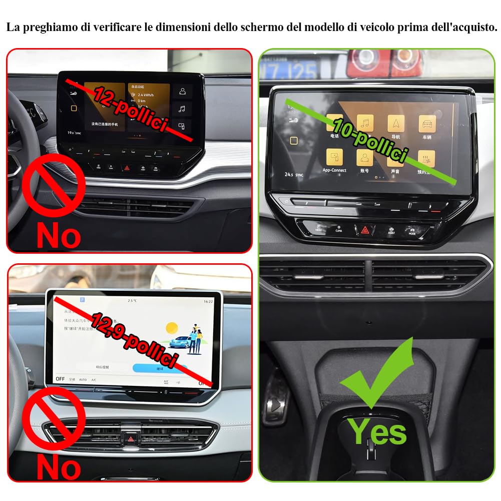 Porta Cellulare Auto Per Volkswagen ID.3 accessori [Solo compatibile con VW ID3 – schermo touch 10 pollici, anni 2020-2024] [Non compatibile con schermo touch 12 pollici e 12,9 pollici]