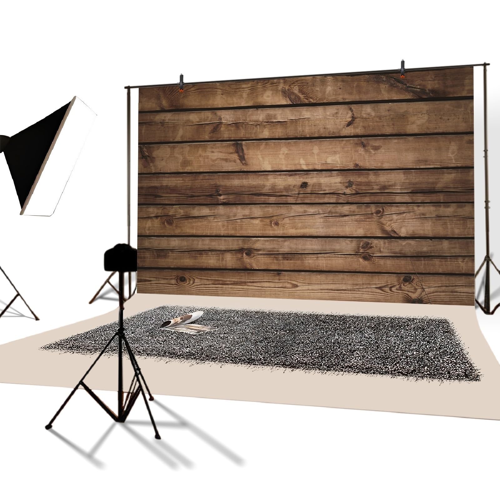 YongFoto 3x2m Vinile Fondale Foto Plancia di legno marrone Sfondo di parete in legno Sfondo fotografico Fotografia Sfondi per foto Partito Studio Puntelli 10ft