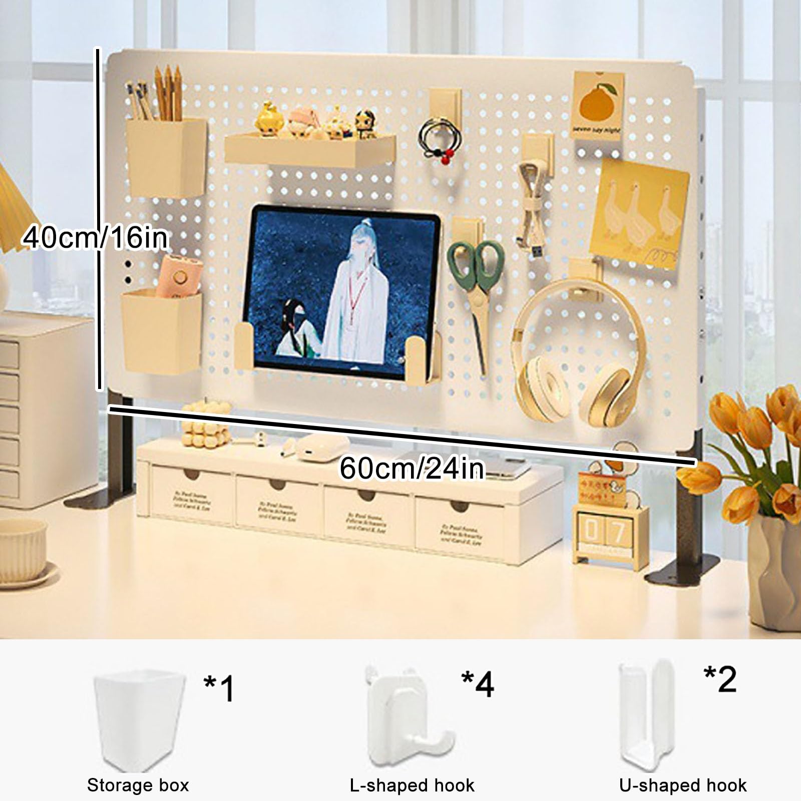Estensore da scrivania con morsetto, pannello per la privacy, lavagna magnetica in metallo, organizer da scrivania con accessori