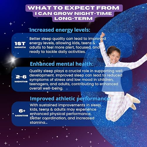 Miniatura 5 de I Can Grow Night-Time Kids 10+ & Adults  Ayuda natural para dormir para un máximo crecimiento  Bisglicinato de magnesio  Crecimiento mientras duerme