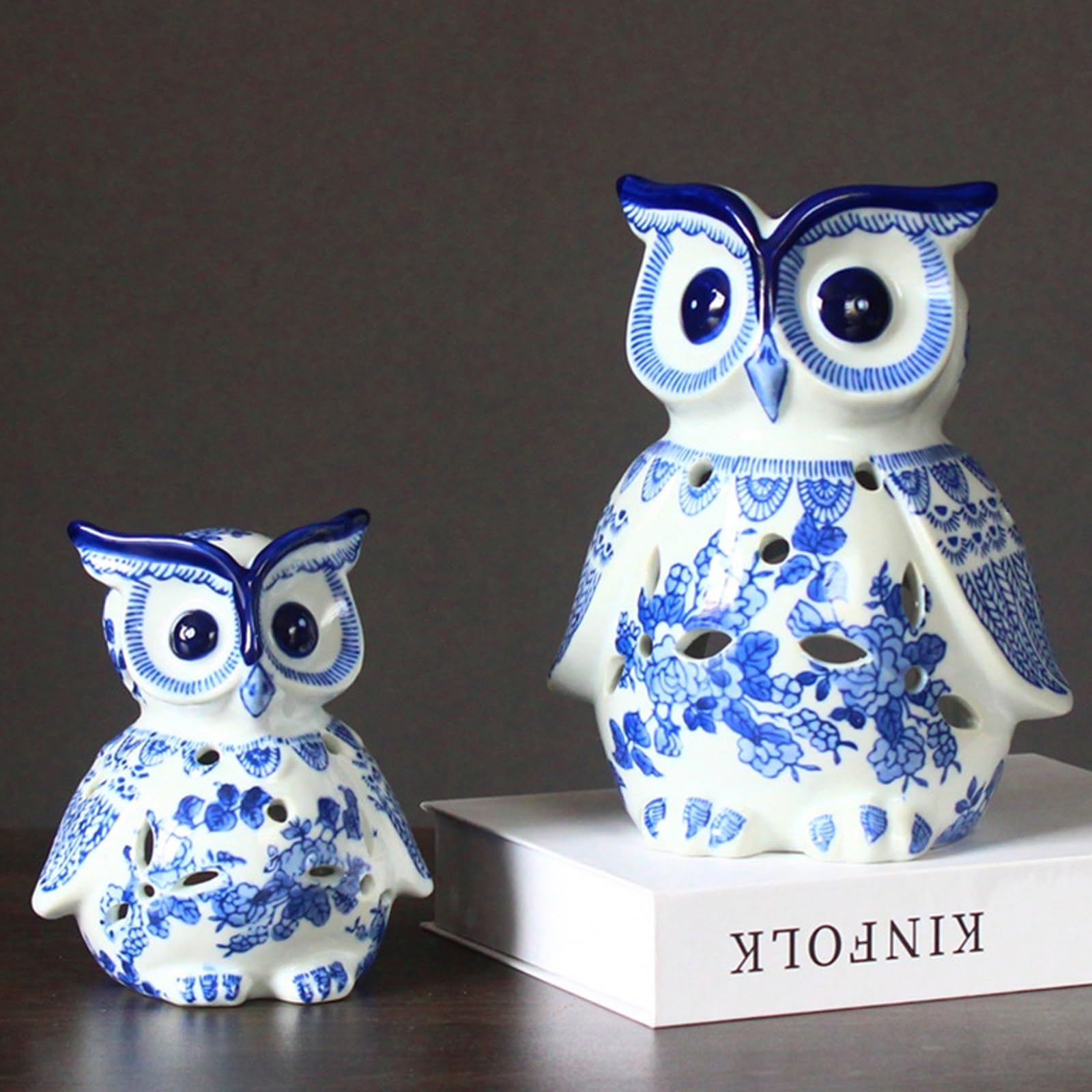 Amazon.co.jp: モダンセラミックフクロウ像、フクロウキャンドル