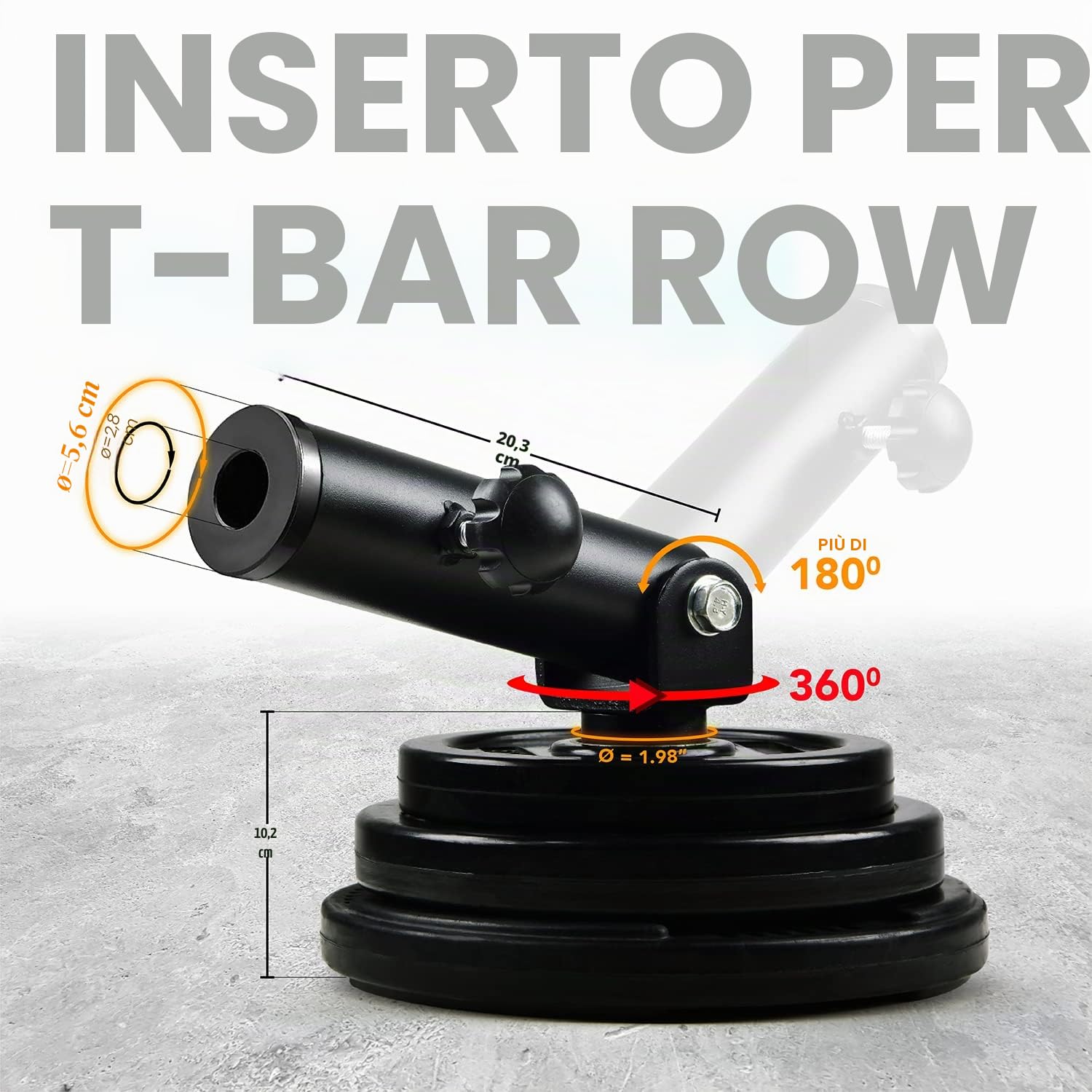 Yes4All T-Bar Row Plate Post Insert Landmine Attachments – Fit 5cm Olympic Bars – Full 360° Swivel Multifunctional Gym Equipment for Full Body Workout