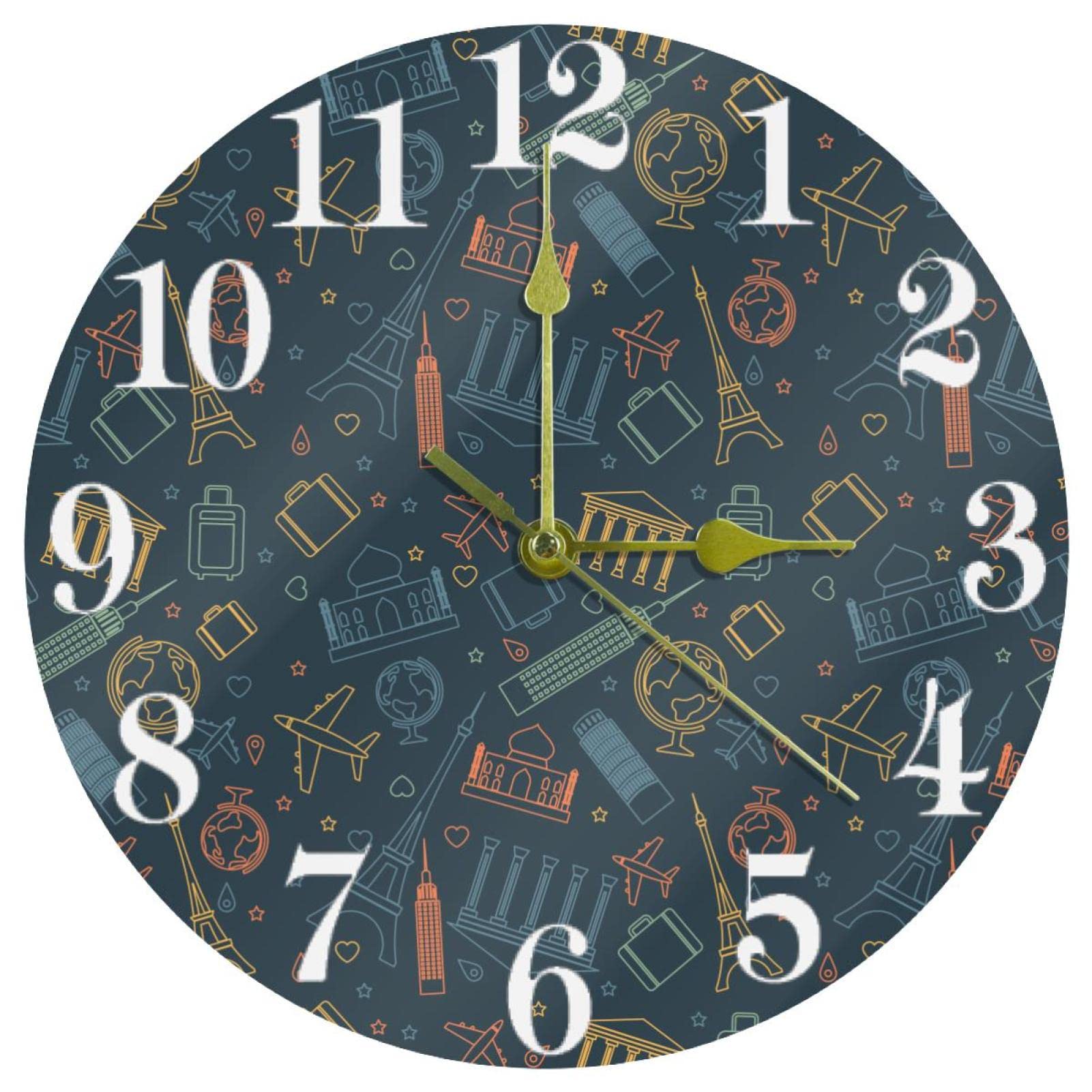 Horloge murale ronde Tour Eiffel colorée idéale pour décorer la cuisine