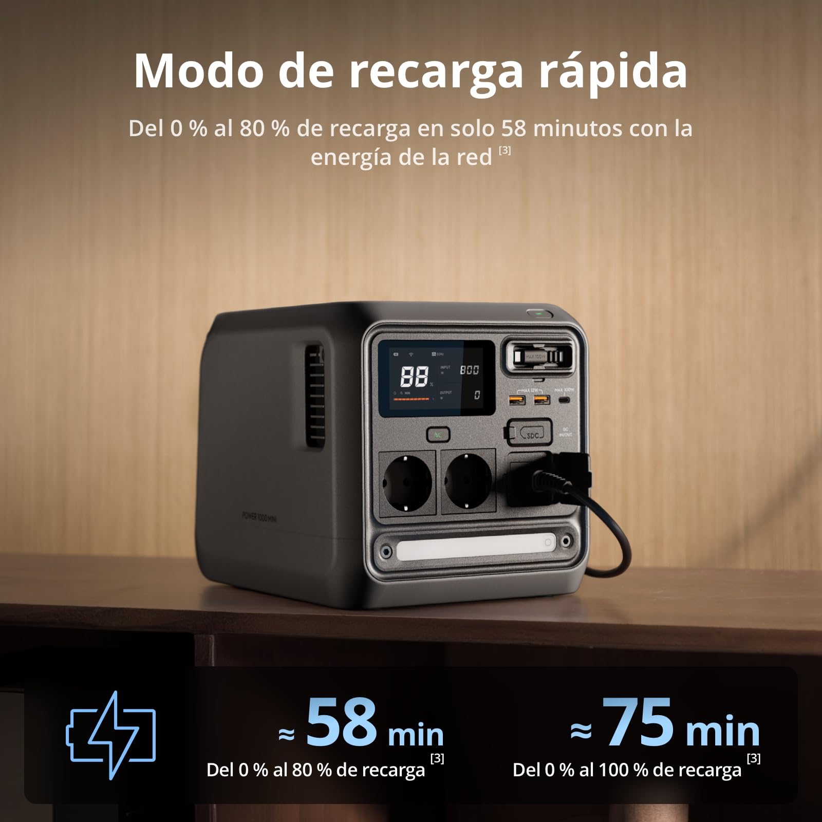 DJI Power 1000 Mini Estación de energía portátil, Generador eléctrico para el hogar y camping，Batería LFP de 1008 Wh, Tamaño compacto, Salida máxima de 1000 W, Recarga del 0% al 80% en 58 minutos