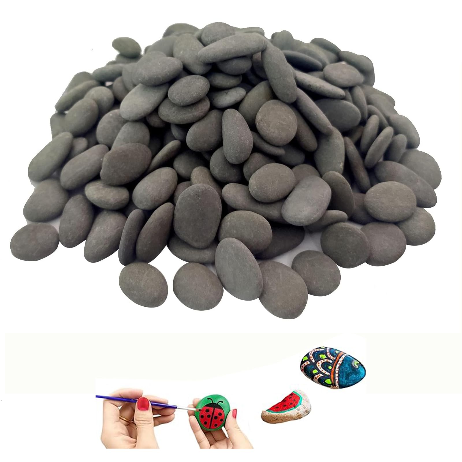 Ziranee Natural Smooth Flat Pebles for Painting,50 Pieces 1-3cm River Rocks for DIY Crafts and Rock Painting Kit,Decorative Stones for Garden, Aquarium Gravel and Creative Pebble Art Projects