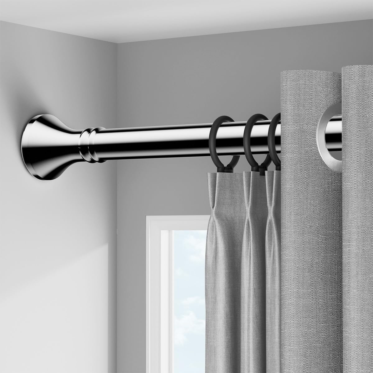 Ausziehbare Gardinenstange, 40500 cm, verstellbare Metallstange, kein Bohren, keine Schrauben, ideal für Badezimmer, Schrank, Fenster, Raumteiler (SUS 410500 cm)
