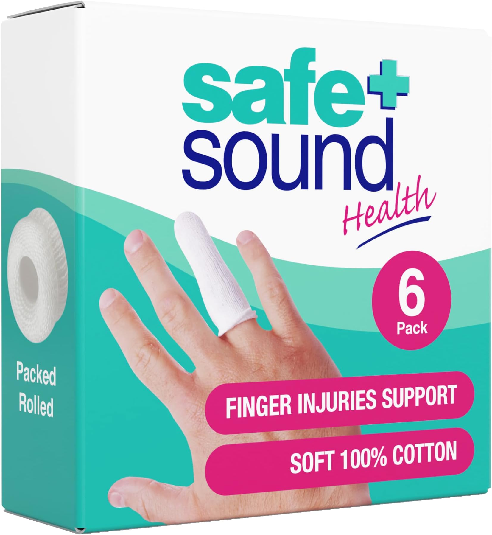 Safe + Sound Cotton Finger Cots 6 Pack, One Size - Effective support to fingers joint injuries, sprains, strains, Ideal for Securing Dressing, Aids in Keeping Cuts & Abrasions Clean | Cotton finger cots support finger joint injuries, sprains and strains. Secures dressings and keeps cuts and abrasions clean.