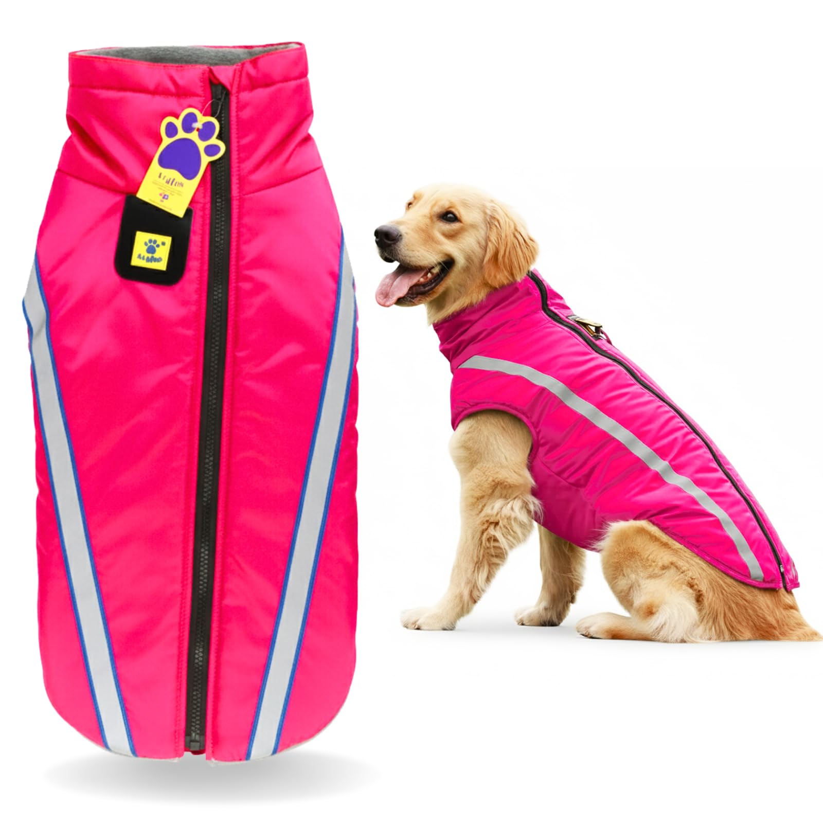 A+a Pets' Luxurious Rain & Wind' Raincoat for Dogs with 30" Length | Recommended Non Slip Jacket Style for Rain & Snow |