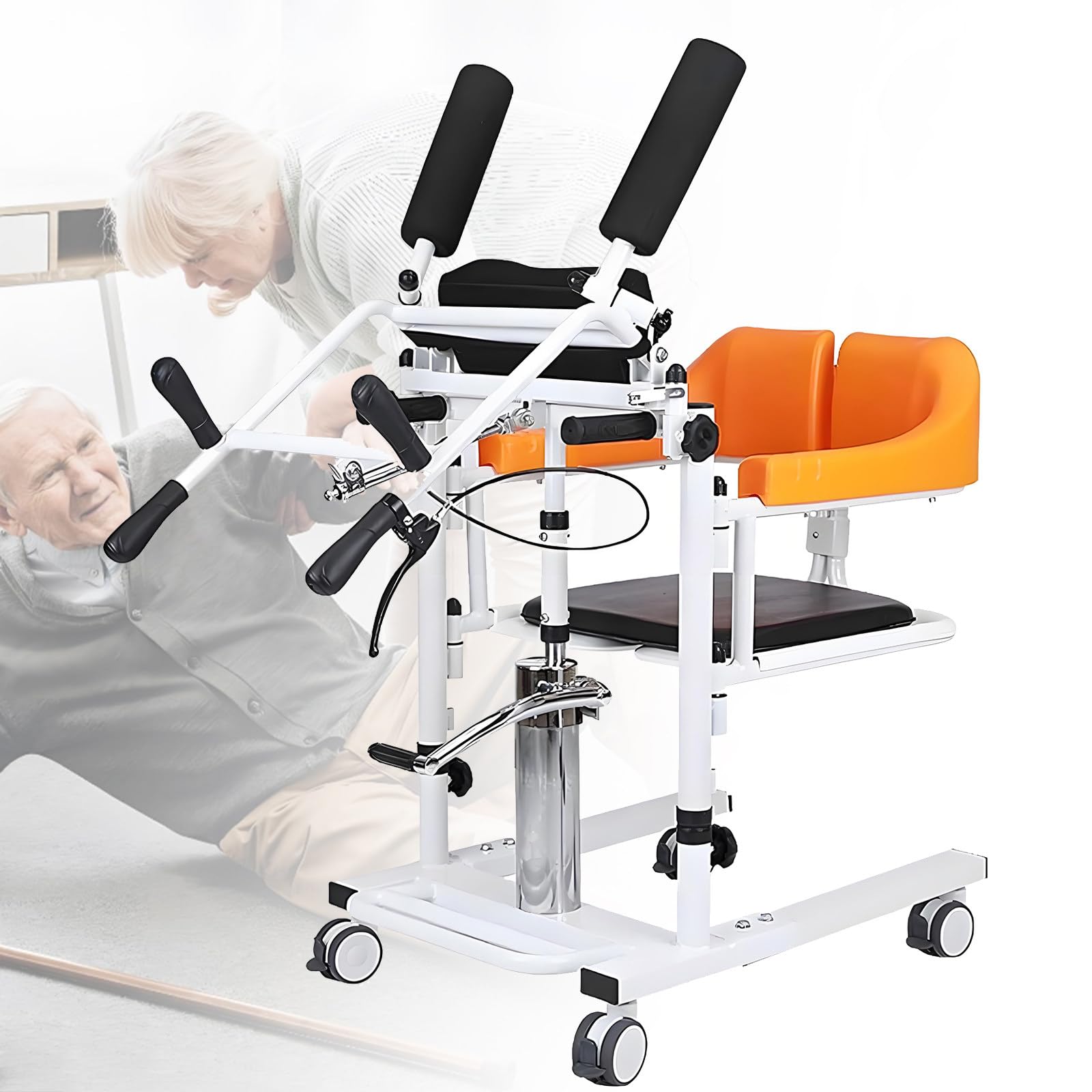 Silla De Traslado con Elevador De Pacientes para El Hogar, Silla De Ruedas Hidráulica con Elevador De Pacientes, Máquina De Traslado Multifuncional, Silla De Enfermería Orange