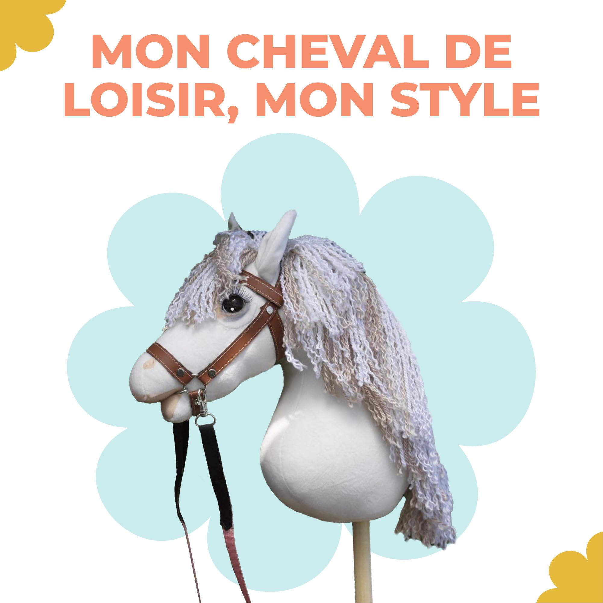 Panduro DIY Hobby Horse | Steckenpferd - Undekoriertes Pferd mit Holzstab | Steckpferd Bastel | Stockpferd Ohne Rollen, Ohne Sound | 85 cm Länge | Connemara