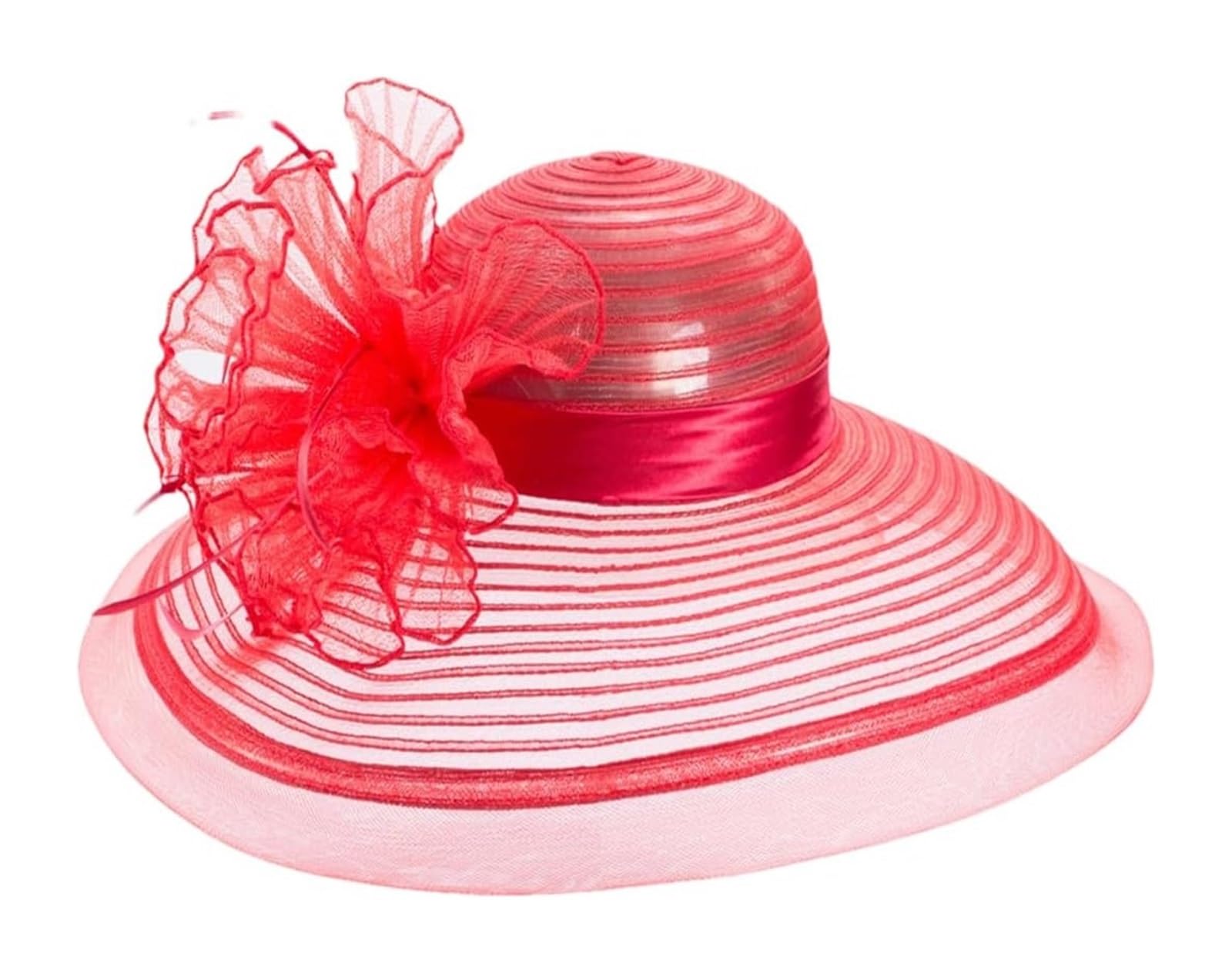 Sombreros de sol para mujer, Sombrero de iglesia ala ancha for mujer sol organza malla ligera Multicolor