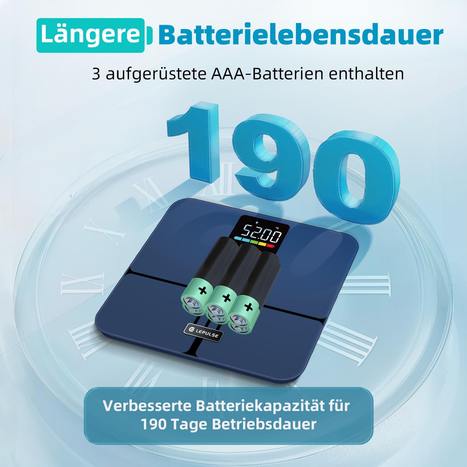 Körperfettwaage ohne App, 5.44''Großes Display, Körperanalysewaage 227kg | Lepulse Waage mit Körperfett und Muskelmasse, Körperwaage mit 10 Benutzer-IDs, SET-Taste Einstellung, 8 Körpermaße