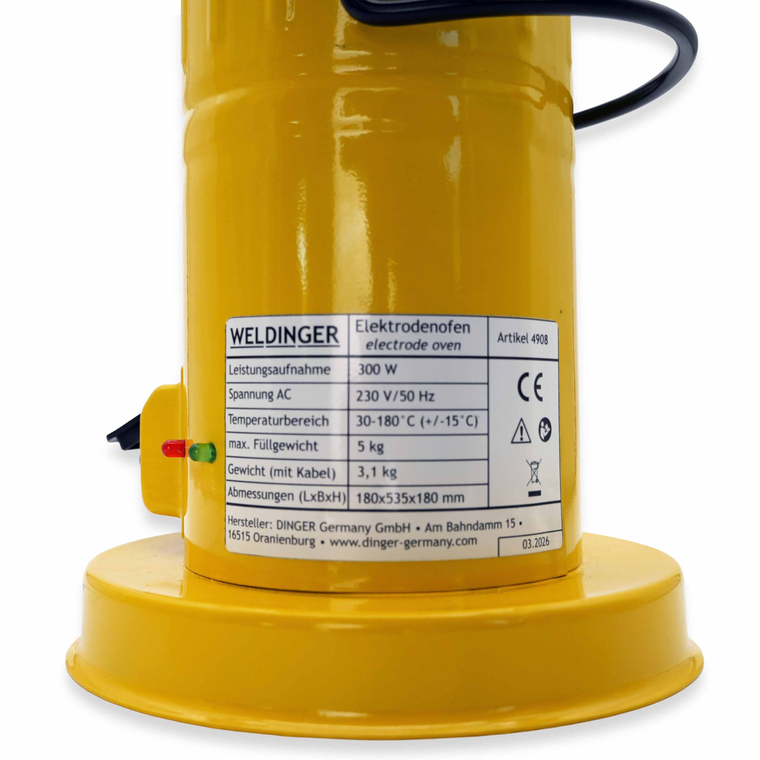WELDINGER Elektrodenofen für Stabelektroden (Elektrodentrockner 230 V max. 5 kg Stabelektroden)