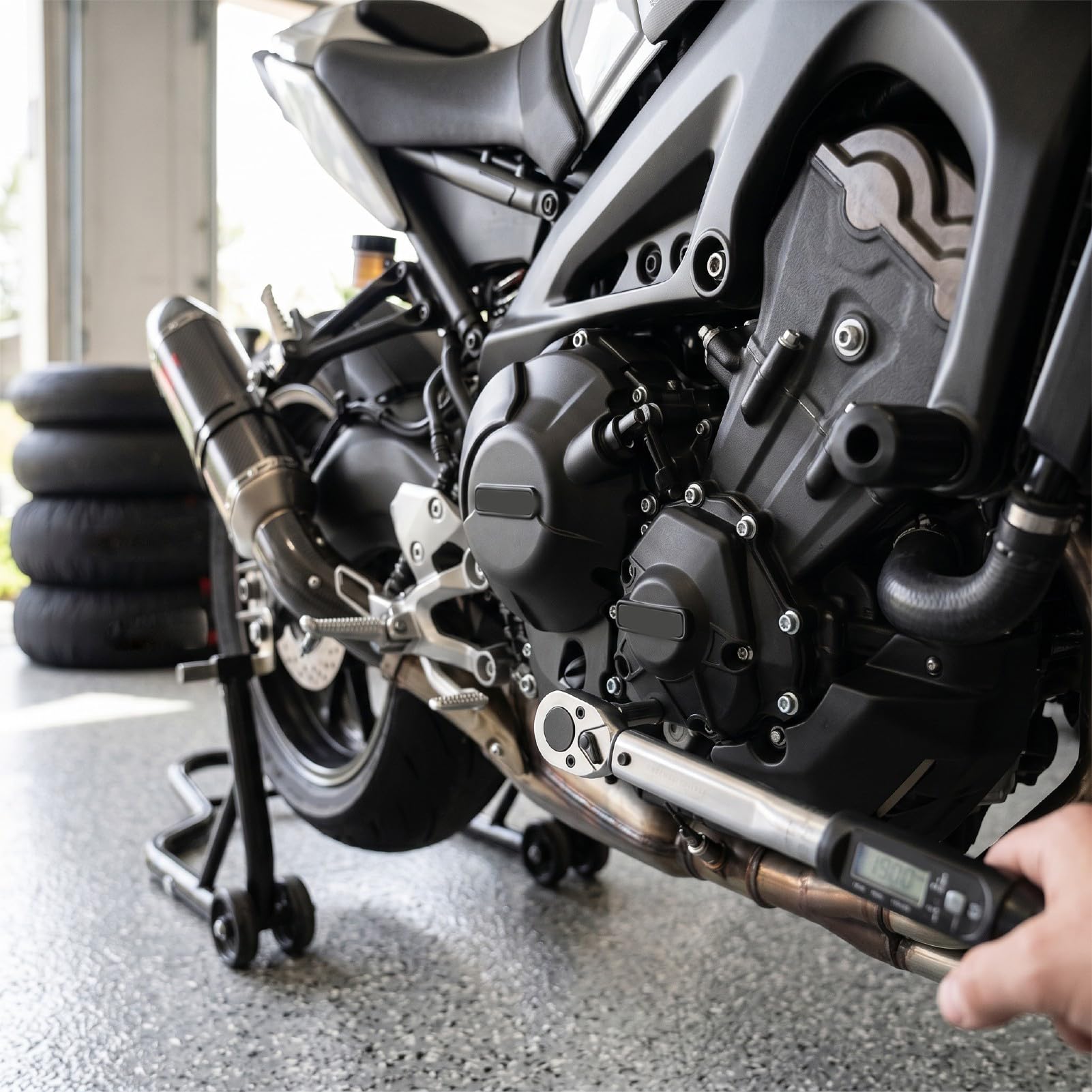 Akozon Zestaw Osłon Ochronnych Silnika Motocykla, Osłona Obudowy Lewej i Prawej Strony na Lata 2012-2024, Konstrukcja Chroniąca Przed Uderzeniami z Tworzywa ABS ze Sportowym (BLACK)