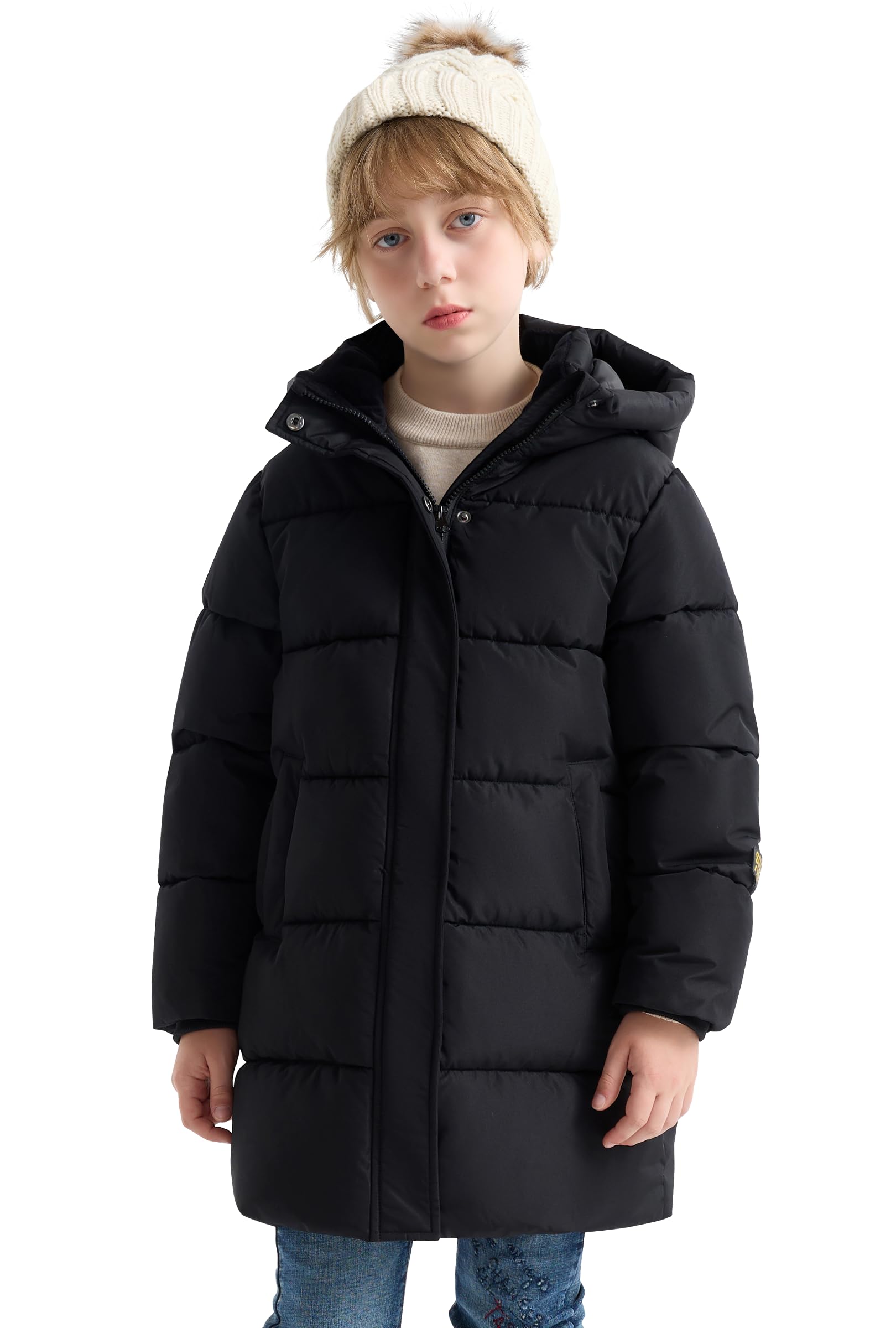 SOLOCOTE Abrigos de Invierno para Niños Plumífero Grueso Alargado Resistente al Agua con Chaqueta con Capucha para Niños
