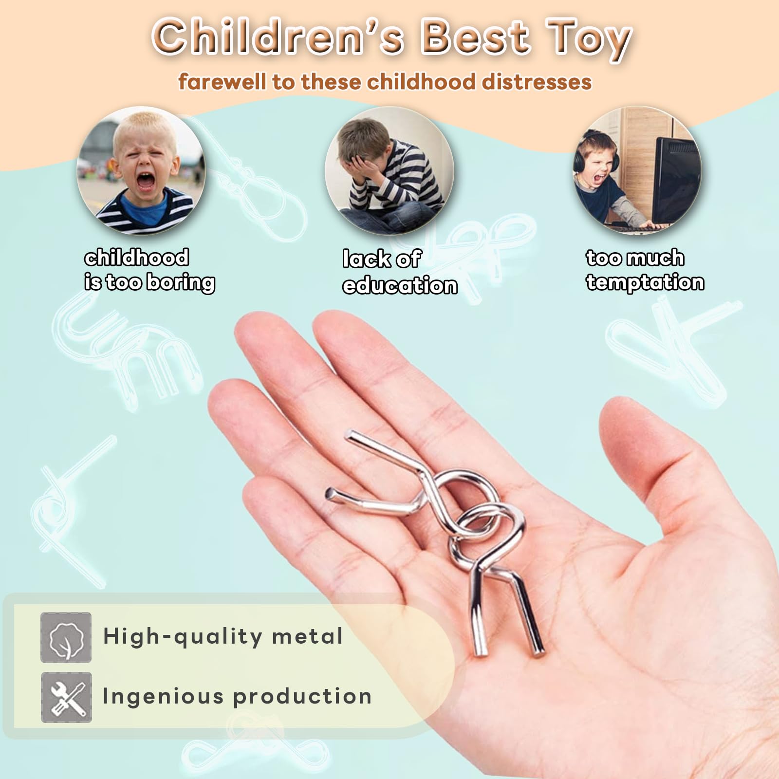 Rompicapo di Metallo Set di 16 Giochi Metallo Educativo Intelligenza - Giocattoli Metal Wire Puzzle Rompicapi IQ Intelligenza per Adulti e Bambini