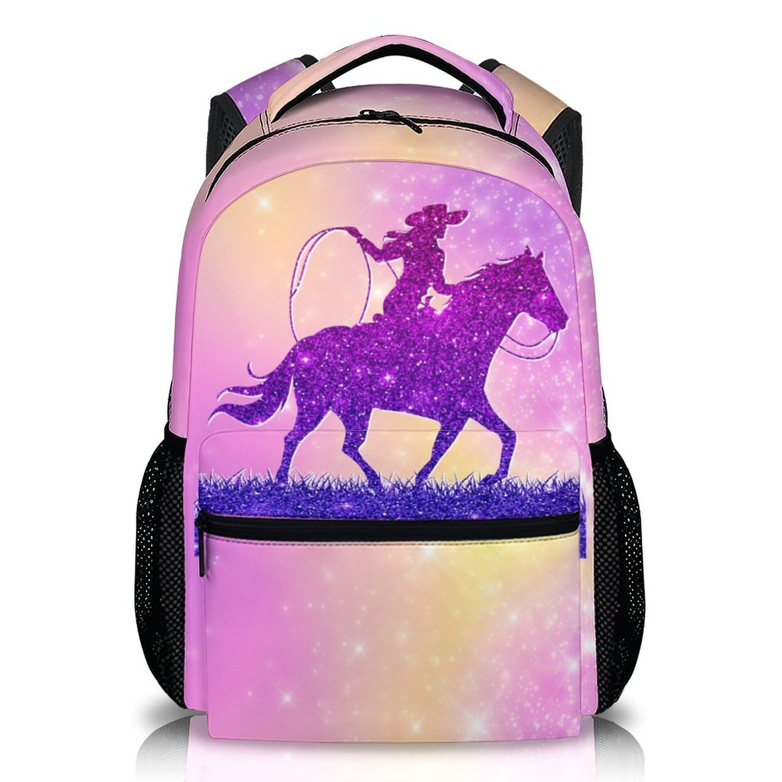 Kids Backpacks for School, Cute Horse Backpack for Girls Travel Casual, 17 Inch Large Capacity Schoolbag for Preschool Kindergarten Elementary