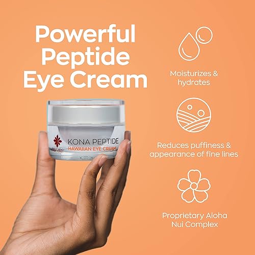 Miniatura 3 de Hanalei Kona Peptide Eye Cream con cafeína – Reduce arrugas, hinchazón, ojeras, hidratante, suavizante, revitalizante fórmula con botánicos y