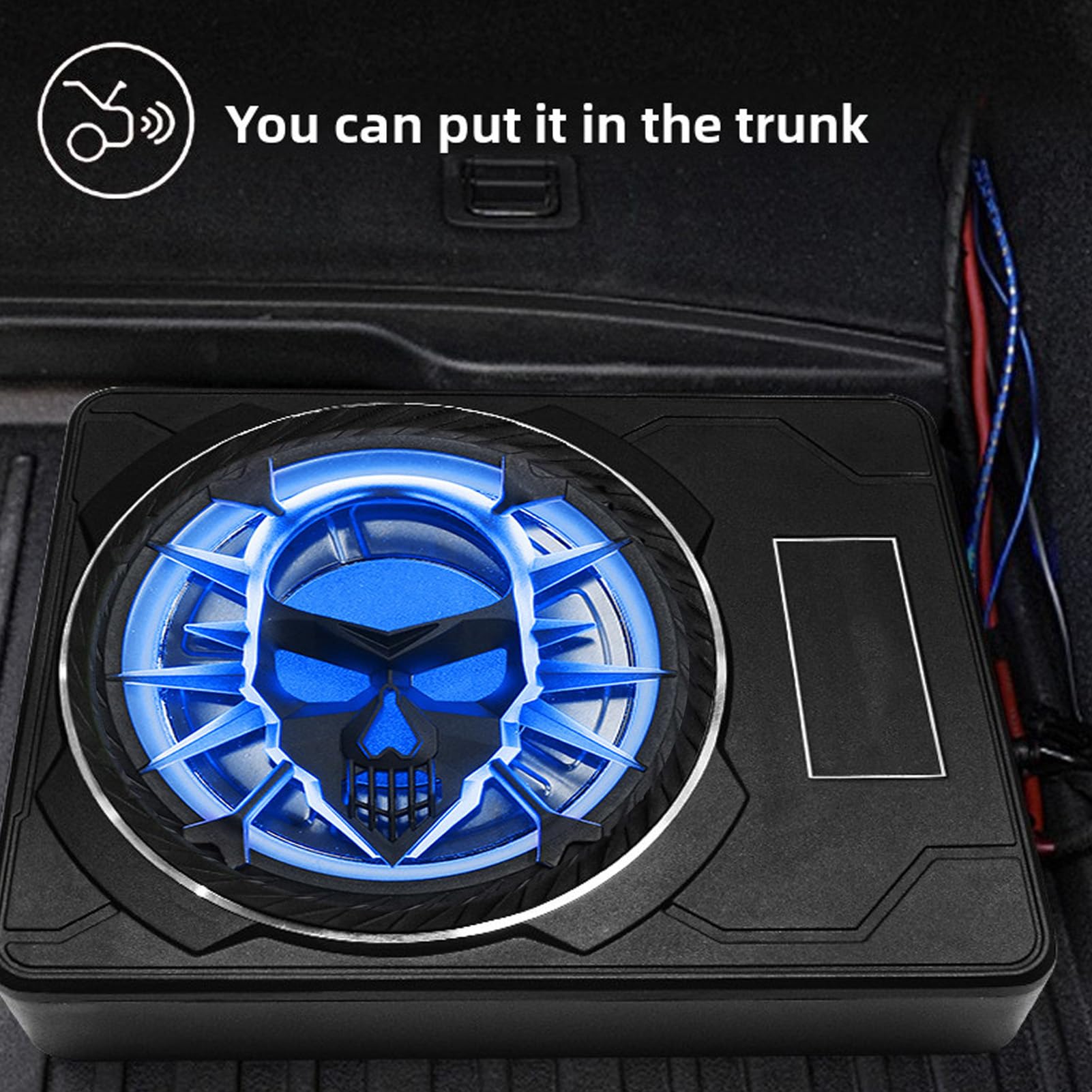Jectse 10-calowy Subwoofer Samochodowy z Wąskim, Dynamicznym Pierścieniem świetlnym LED Pod Spodem i Wbudowanym Wzmacniaczem do SUV-ów i Ciężarówek (BLUE)
