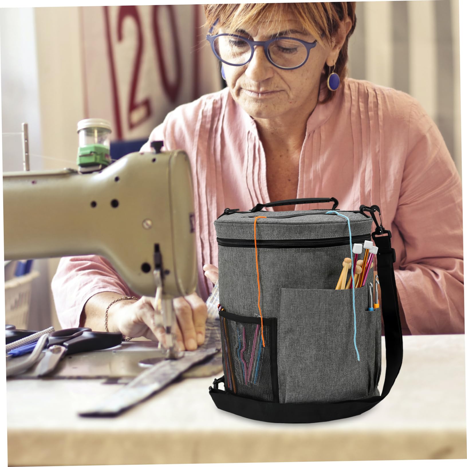 BESPORTBLE Organizer per Filati di Lana Borsa Portaoggetti per Uncinetto Scomparti Principali Contenitori per Gomitoli di Filato Porta Filati per Uncinetto Chiusura Lampo Resistente