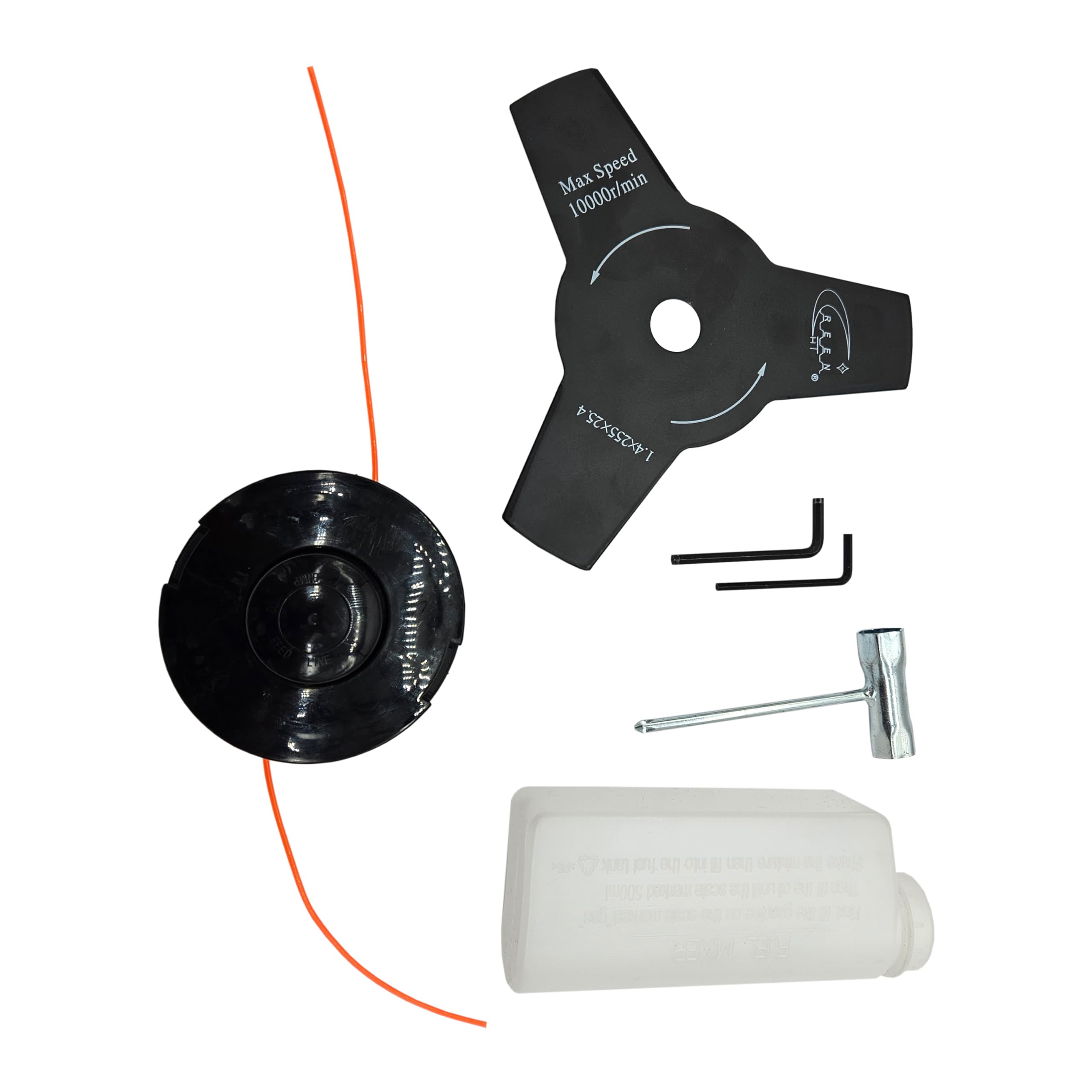 Desbrozadora Crossfer con motor de gasolina de 2 CV de 52 cm³, 3 cuchillas + 1 mango de doble cabezal de hilo
