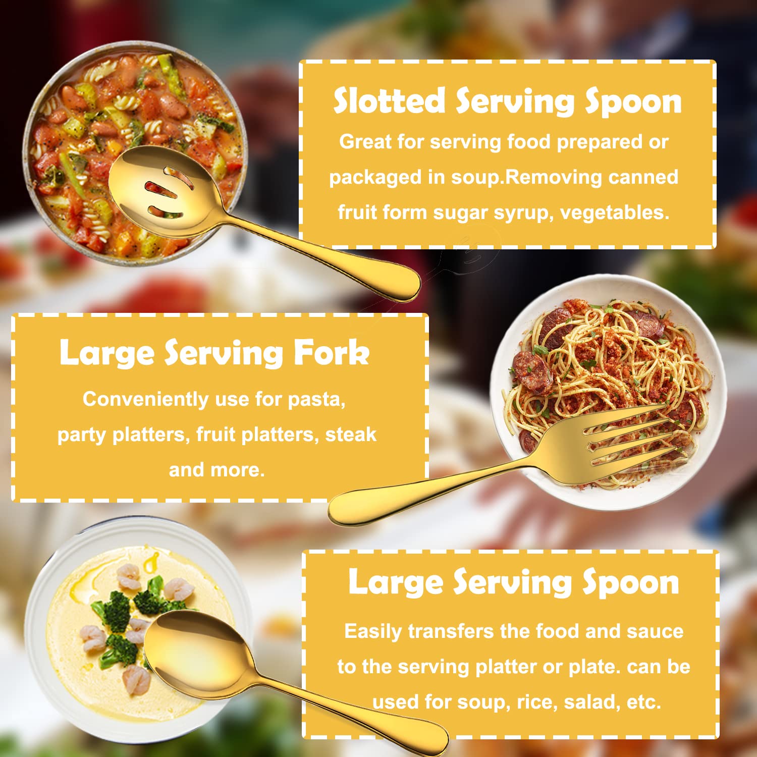 IAXSEE 8 PCS Stainless Steel Serving Utensils, Large Serving - View #2