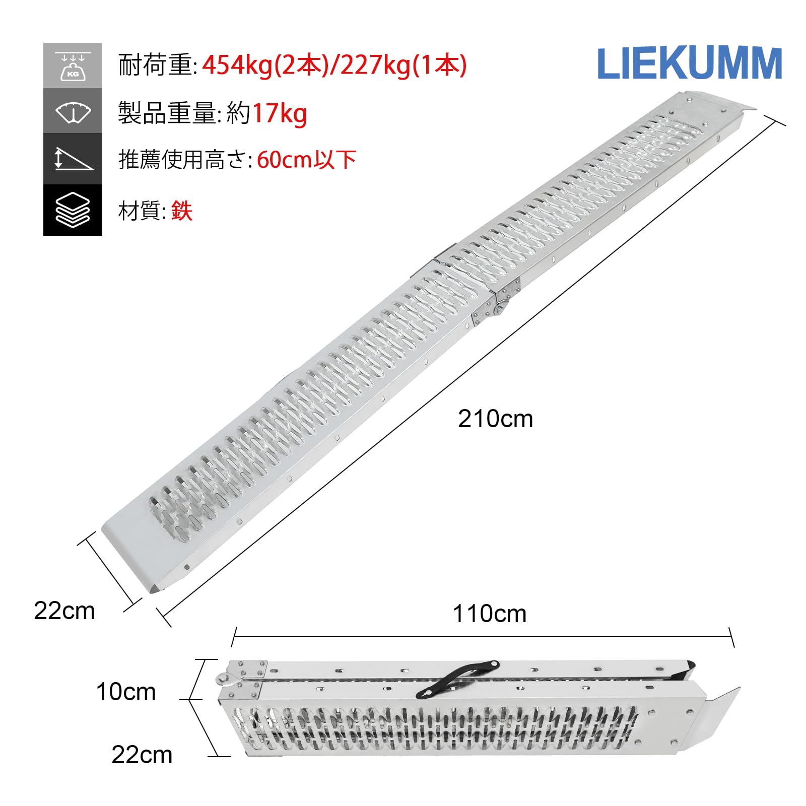 Amazon.co.jp: LIEKUMM ラダーレール 2本 長さ210*幅22cm 耐荷重454kg
