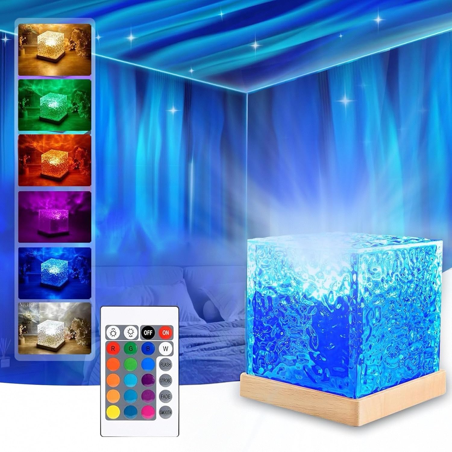 Northern Lights Lamp, 16 Color Northern Lights Ocean Wave Projector Light