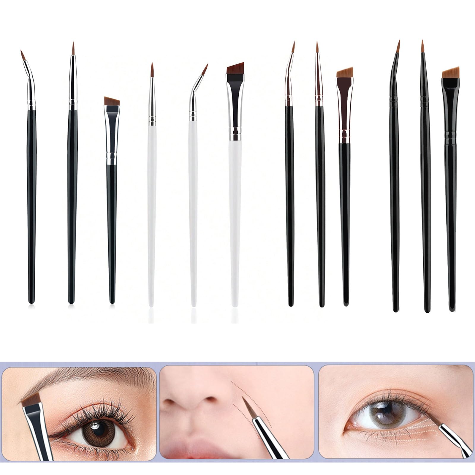 Fine Tip Angled Eyeliners Brushes With Wood Handle Makeup Brush For Detailed Looks Suitable For Various Occasion