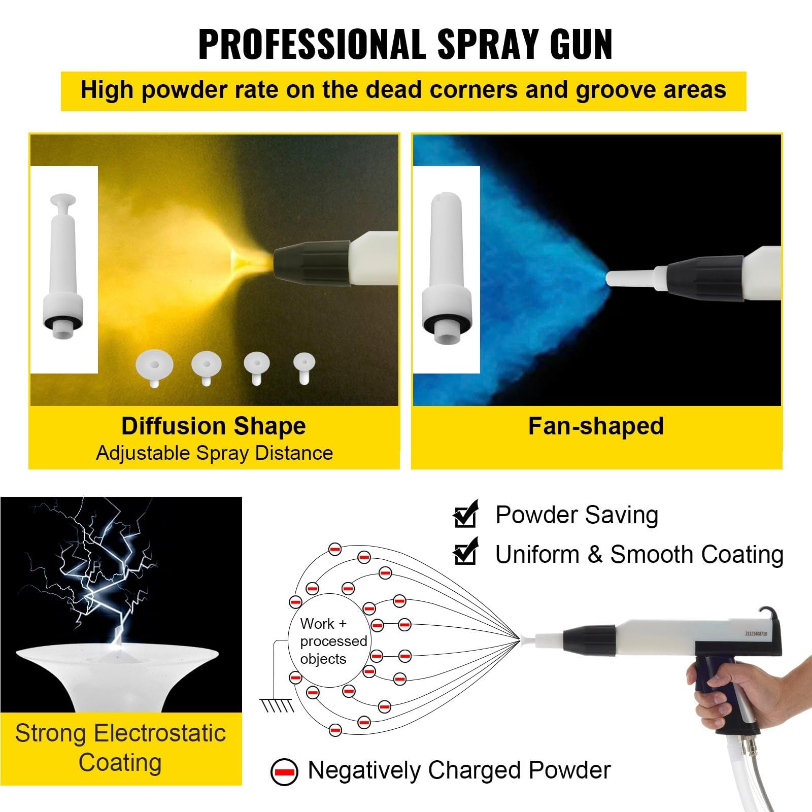 Macchina di verniciatura a polvere elettrostatica 45L 50W con verniciatura a spruzzo di polverizzazione 450g per minuto Wx-958 Sistema di rivestimento in polvere