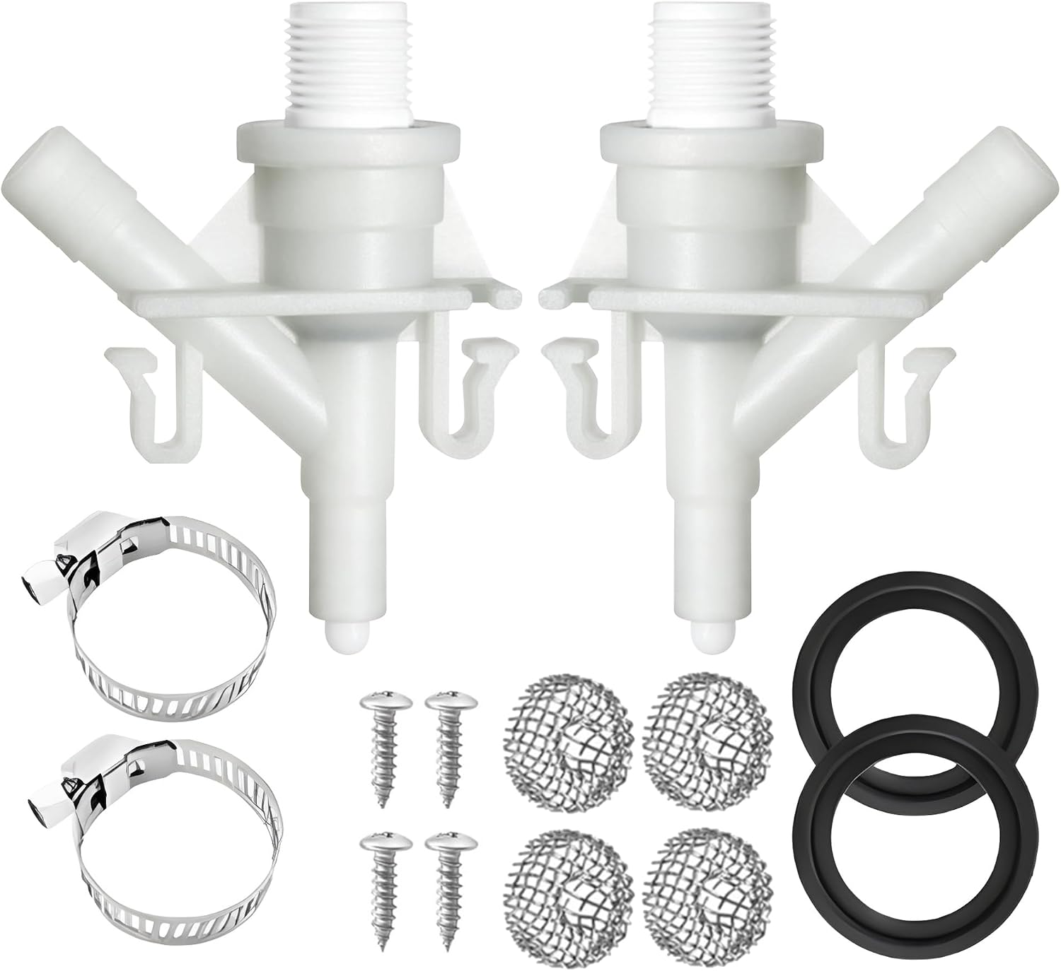 2 PCS RV Toilet Valve Replacement Kit and Pedal Flush Toilet Seal Ring Compatible with Dometic 300 301 310 311 320 321 Models Leakproof and Freeze Resistant with Hose Clamp and Fasteners