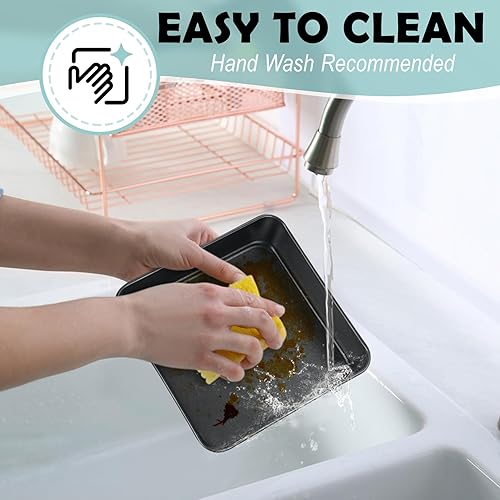 Miniatura 6 de TeamFar Moldes para pasteles de 6 pulgadas, molde cuadrado para hornear con núcleo de acero inoxidable y revestimiento antiadherente, para cocinar