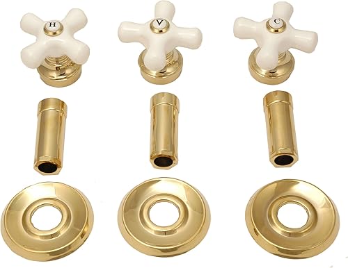 Miniatura 2 de Kit de molduras de ducha. Se adapta a válvula de ducha de 3 manijas, se adapta a la ducha Delta sin lavadora, acabado de latón pulido, con asas