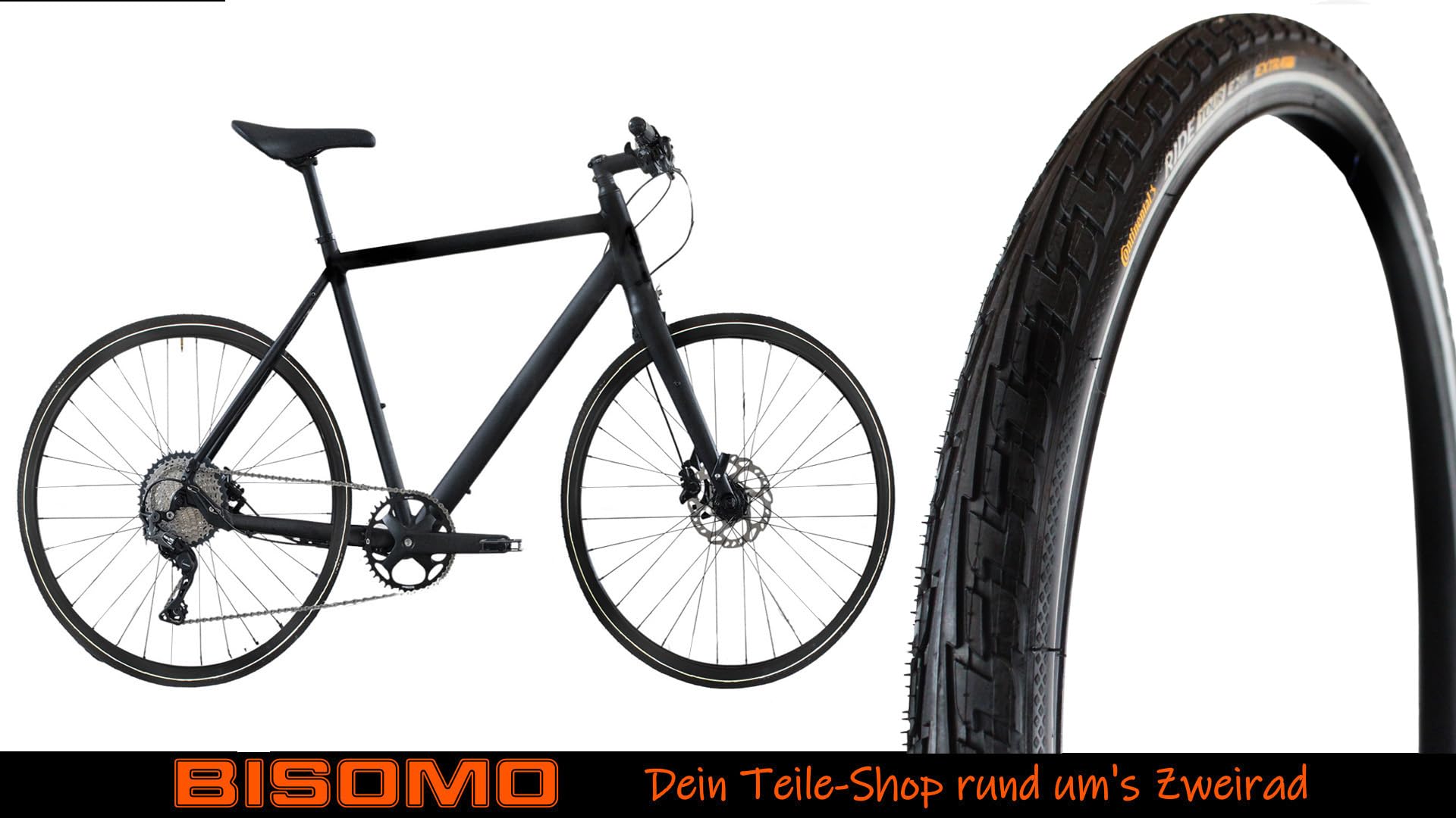 2X Fahrrad Reifen Continental Ride Tour 1,75 x 26 Zoll, Extra Pannenschutz, Drahtreifen, Reflexstreifen, schwarz, 47-559, E-Bike bis 25km/h