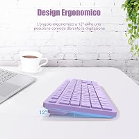 LeadsaiL Vezeték nélküli billentyűzet, teljes méretű QWERTY, ergonomikus USB 2,4 GHz, számpad, PC/Mac/Laptop - Lila 3