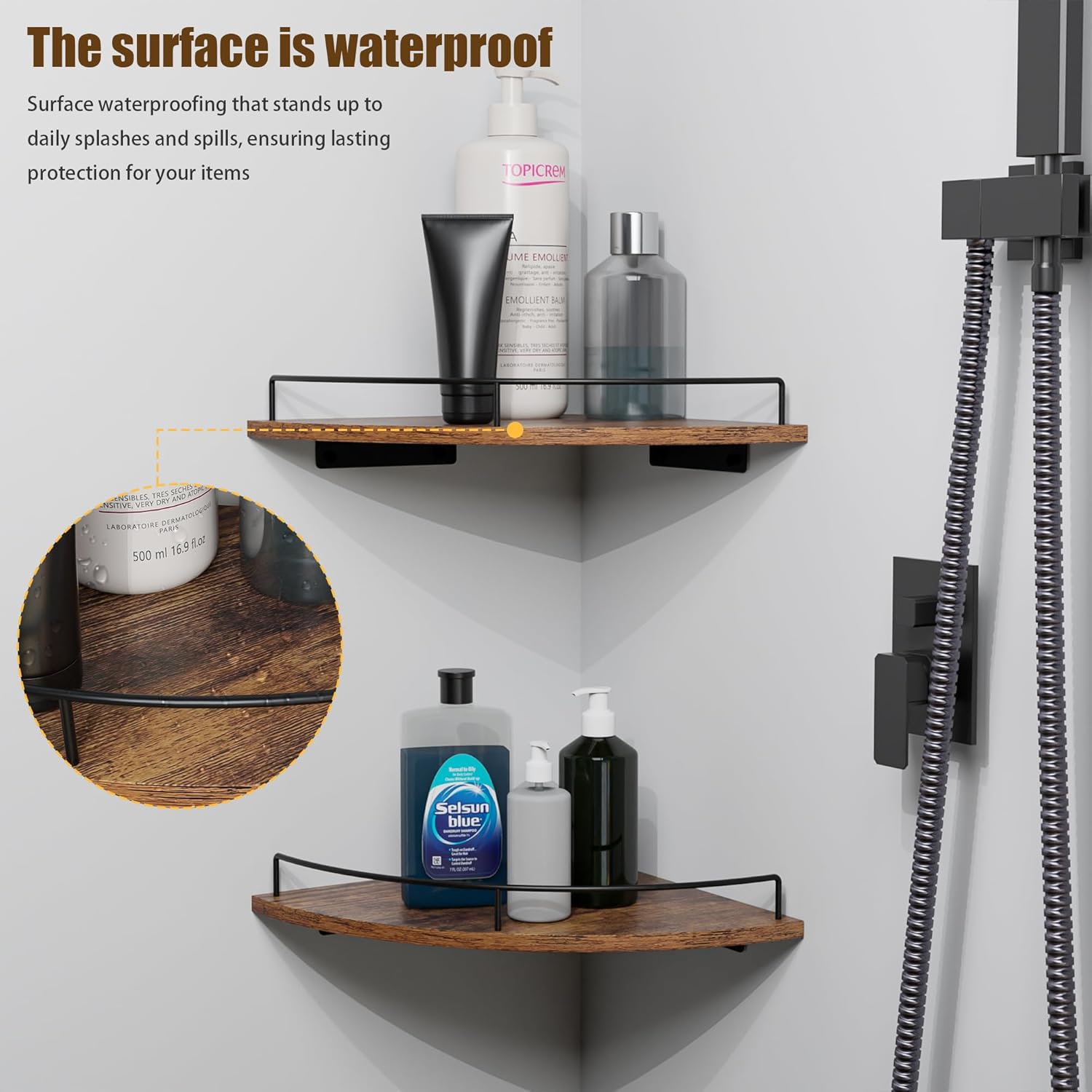 Corner Shelf Wall Mount, Floating Corner Shelves, Set of 4 Corner Wall Shelf Organizer,Rustic Wood Wall Storage Display Shelves forLiving Room Bedroom Bathroom Kitchen