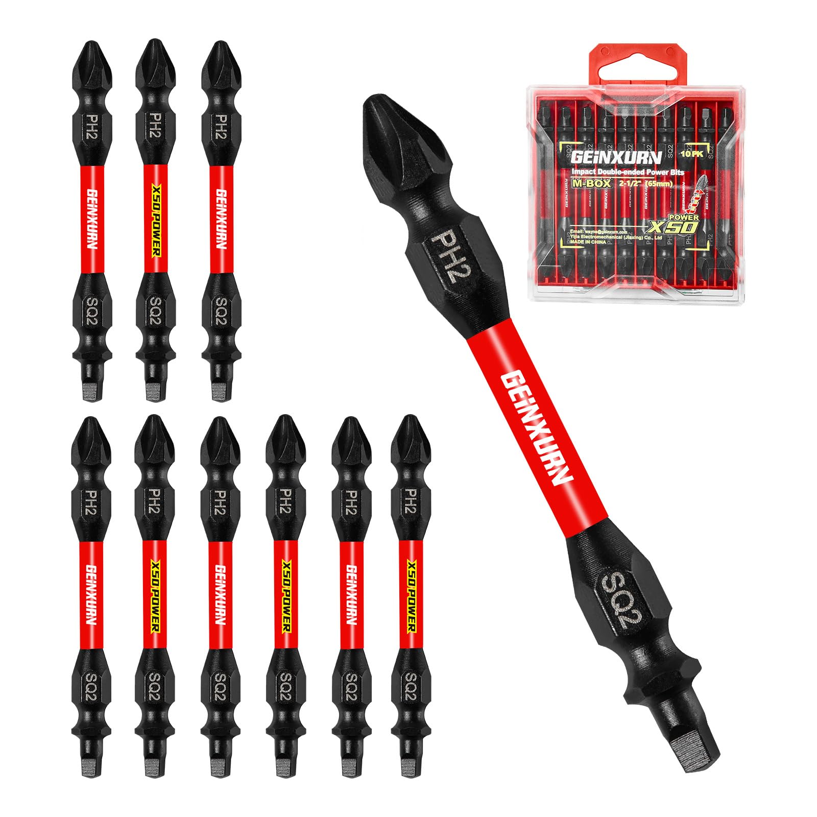 Bitspower フィッティング ７個+２個 Geinxurn 10Pieces PH2-SQ2 Impact Double End Screwdriver Bit Set