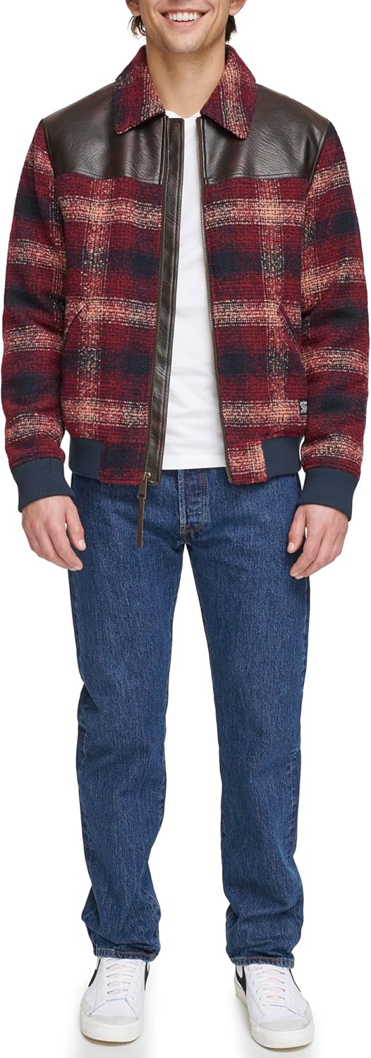 Levi's mens Levi's Men's Mixed Media Western Plaid Bomber Jacket - Image 3