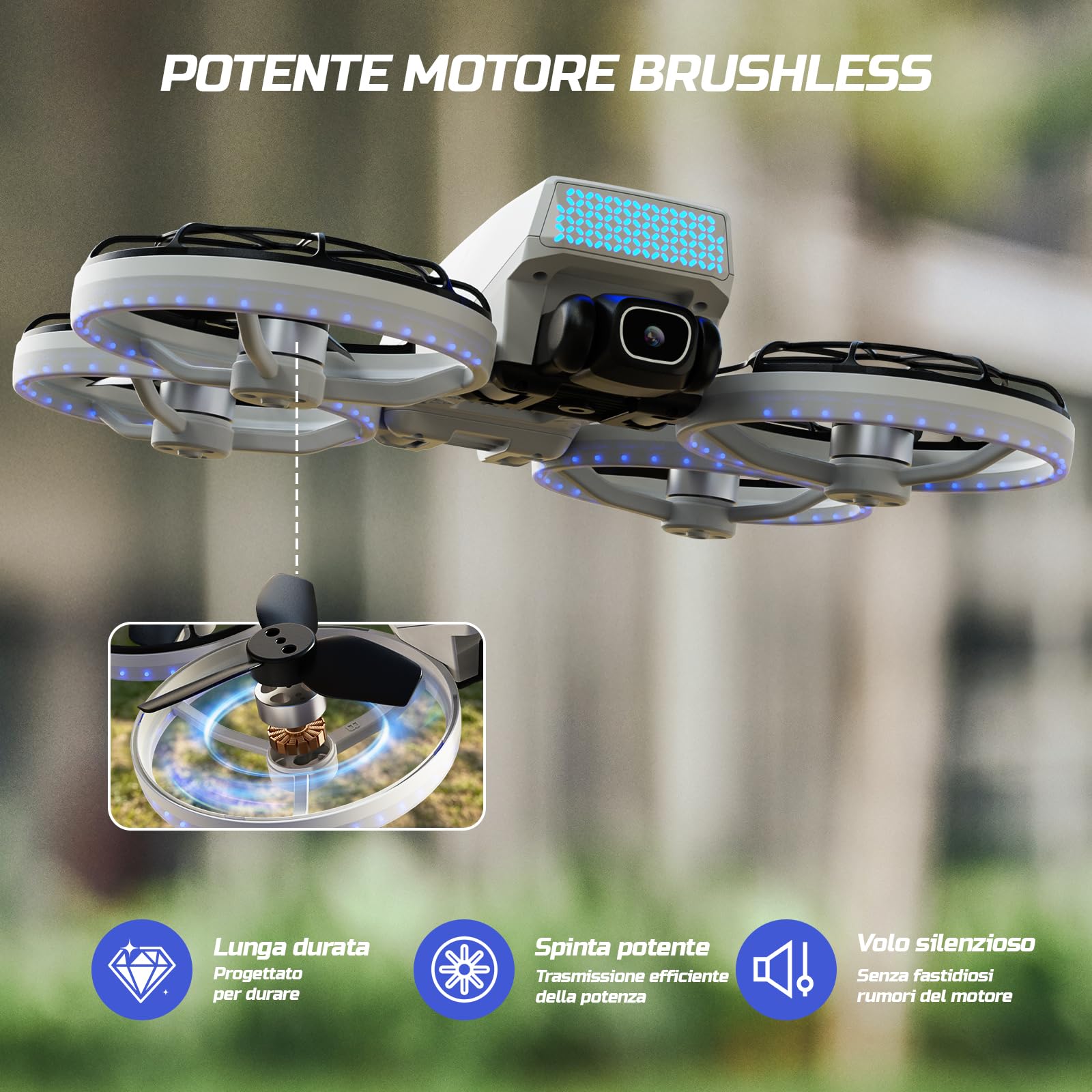 Drone con Radiocomando con Schermo da 4,3″ e Fotocamera 1080P Regolabile