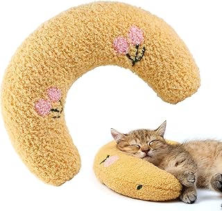 Taozoey Katzenminze Kissen, katzenkissen, Baldrian Kissen für Katzen, Weiches Flauschiges Haustier Beruhigendes Spielzeug, U-Förmiges Haustierkissen Zum Schlafen, Spielen Gelb product image