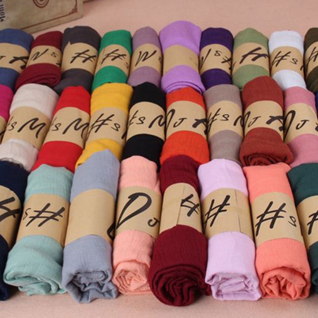 Sciarpa tinta una da donna in lino moda Foulard di colore puro scialle per protezione solare femminile 180x85cm bandane Plus Size Hijab  200000297