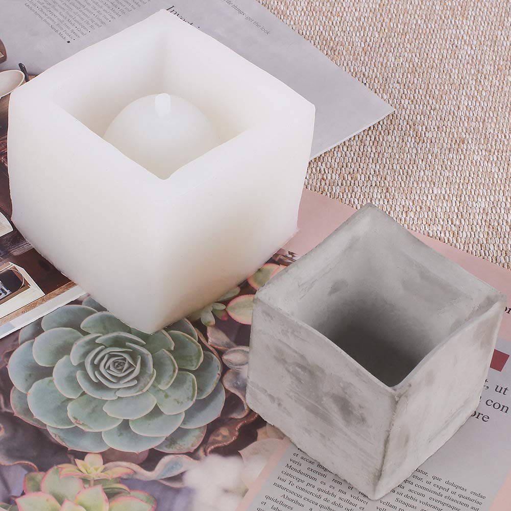 Stampo per piante grasse in resina a forma di cubo, stampo in silicone, per vasi di fiori, vaso per piante, portapenne