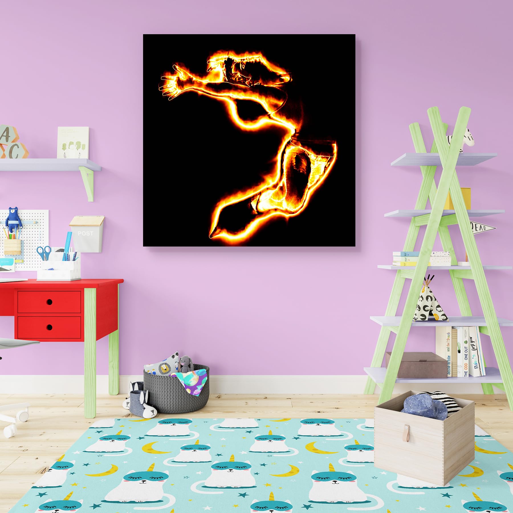 Pitaara Box Fire Dancing | Peel & Stick Vinyl Wall Sticker for Bedroom & Living Room | 16 x 16 inch (41 x 41 cms)