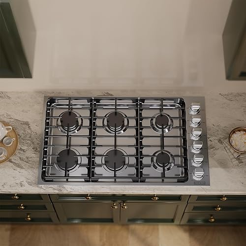 Miniatura 9 de Empava Placa de cocina de gas integrada de 24 pulgadas con 4 quemadores SABAF sellados, superficie de vidrio templado convertible GLPNG, protección