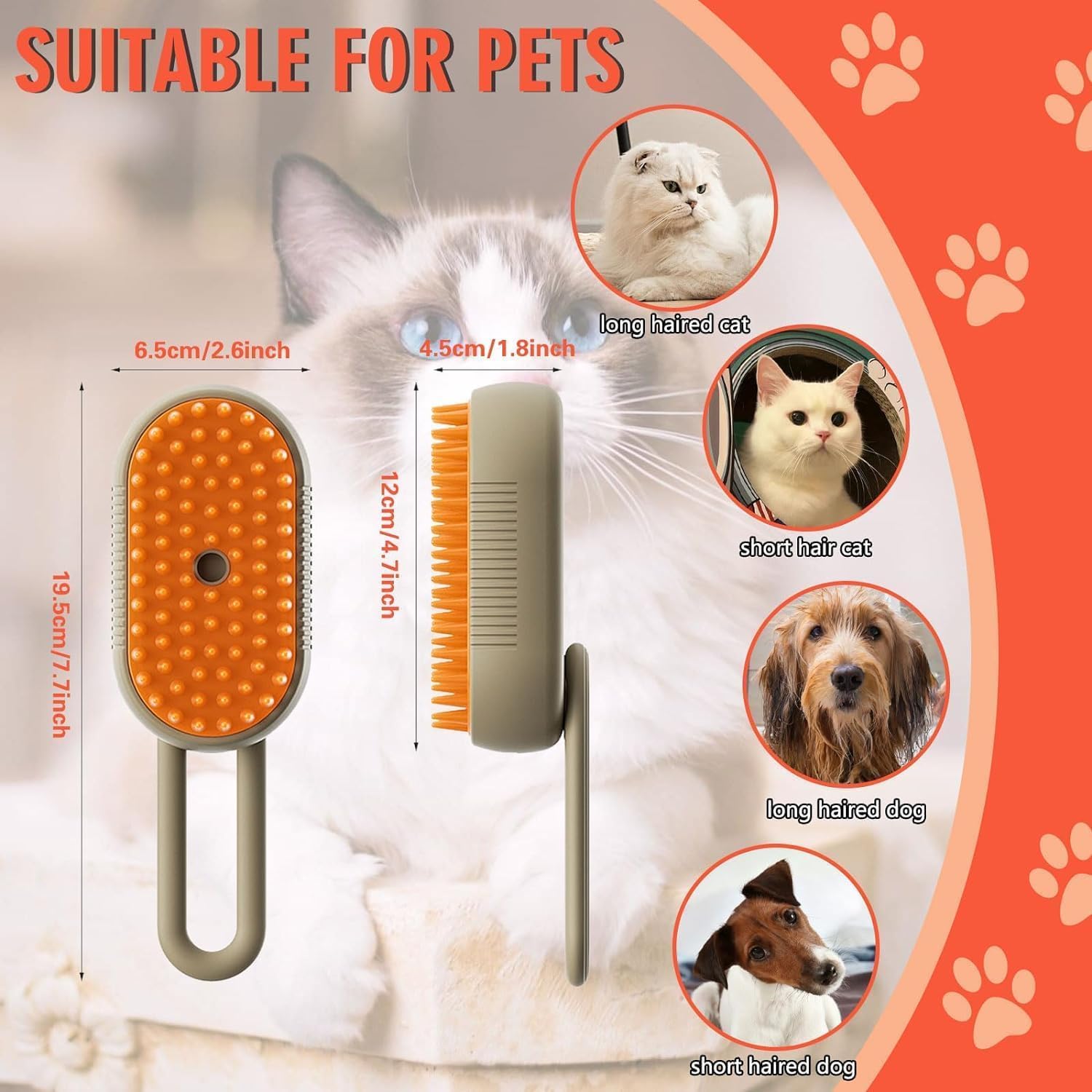 CHIDDHAN Steam Brush for Dog Cat Steam Brush 3 in 1 Water Brush for Dogs Silicone Massage Dog Comb Electric Multifunctional Water Brush Spa for Dogs USB Rechargeable Steamy Brush for Pet (Multicolor) 3