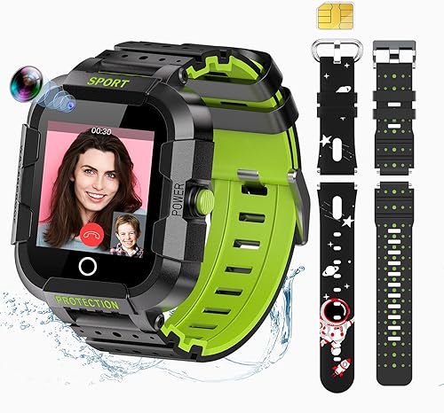 Laredas Reloj inteligente para niños, rastreador GPS para niños, reloj celular 4G desbloqueado con tarjeta SIM, compatible con llamadas Wi-Fi,