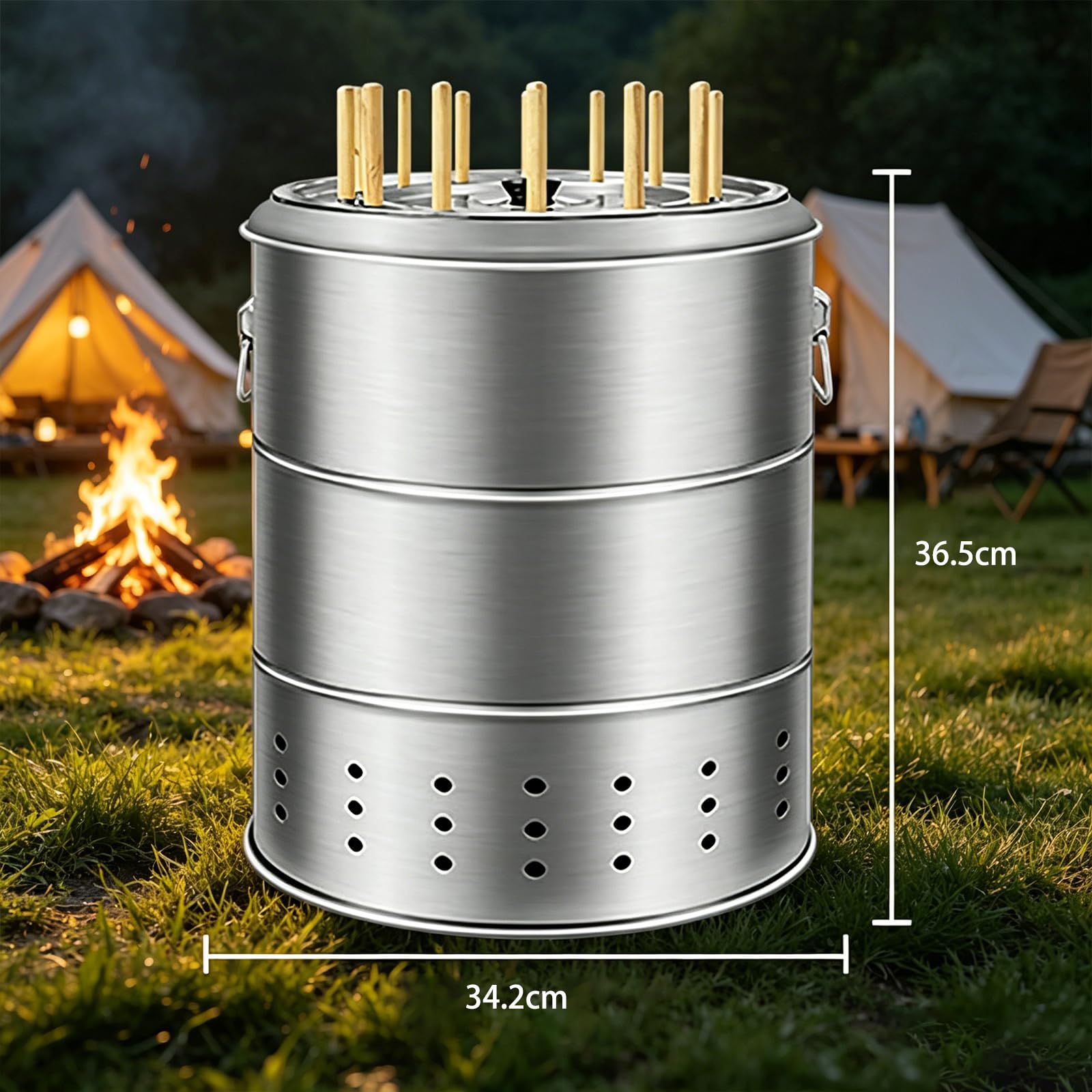 Wiszący grill na węgiel drzewny, bezdymny grill ze stali nierdzewnej, równomierne ogrzewanie 360° Pionowa kuchenka do grillowania do biwakowania w pomieszczeniach i na zewnątrz